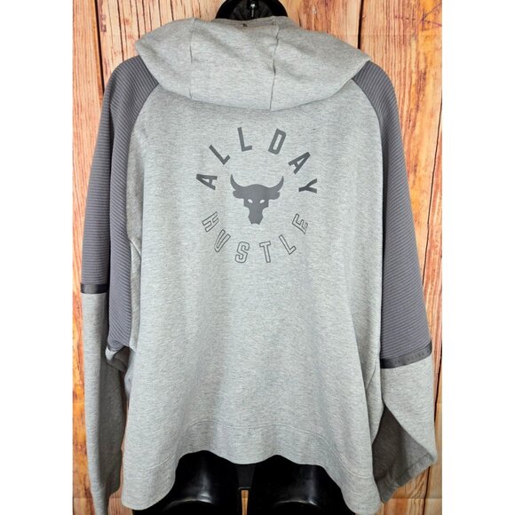 Under Armour Women's Project Rock Allday Hustle Hoodie XS Gray Oversized - Picture 2 of 8